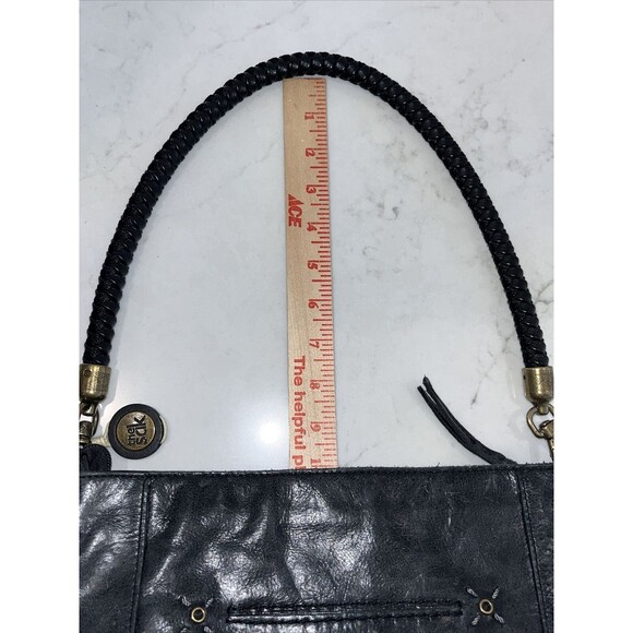 The Sak Indio Black Vintage Finish Leather Hobo Boho Shoulder Bag‎ Charm Braided - Picture 8 of 15